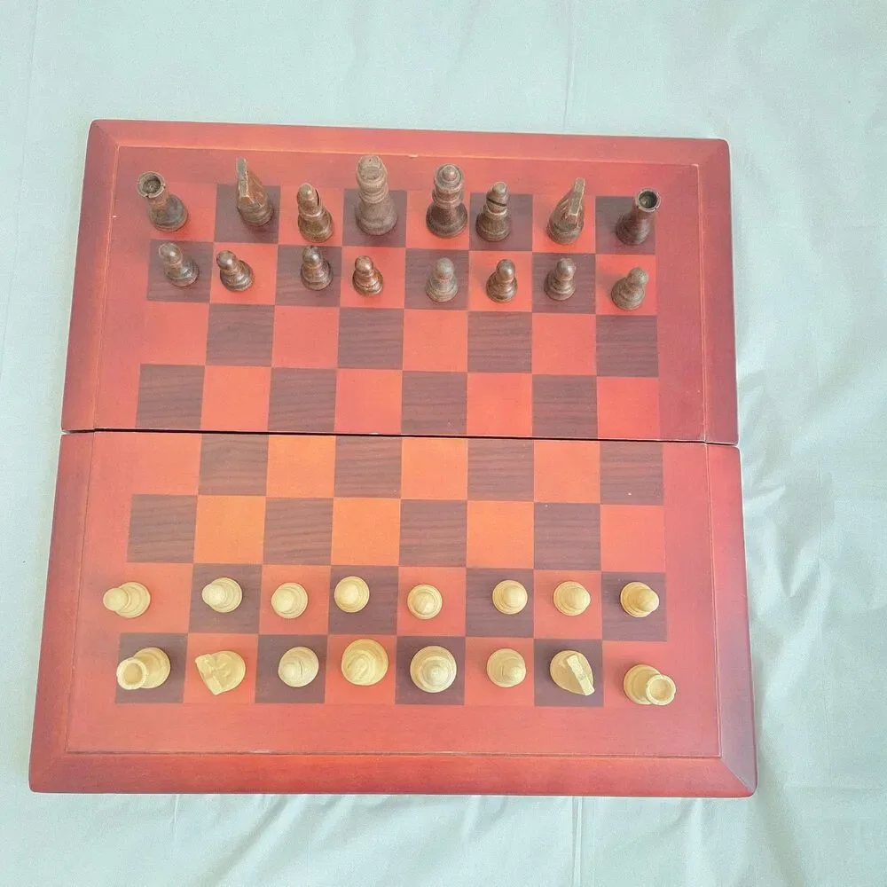 Cardinal Chess & Checkers Set Folding Board Wooden Pieces Complete Game